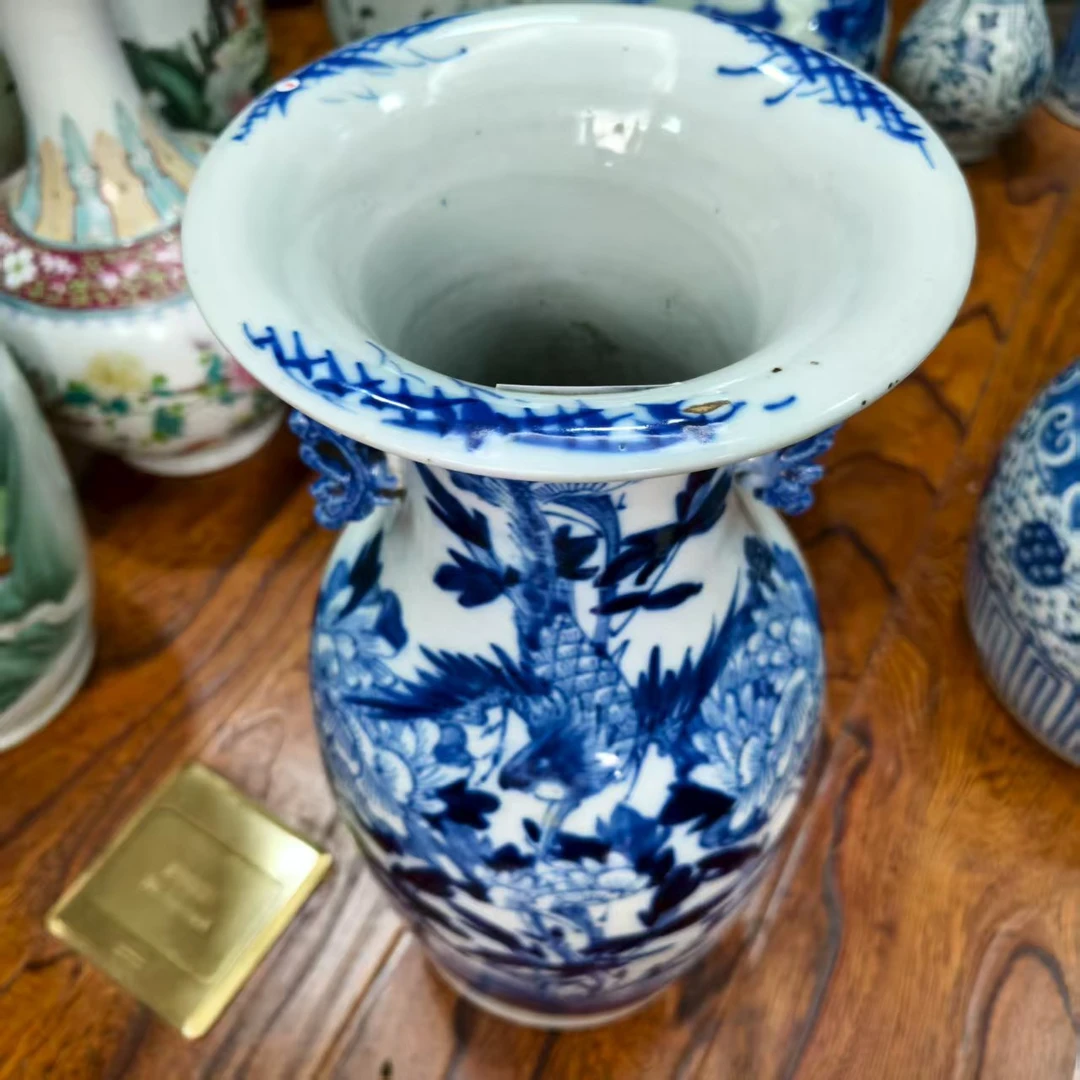 SCS31302清中期青花花鸟图纹赏瓶