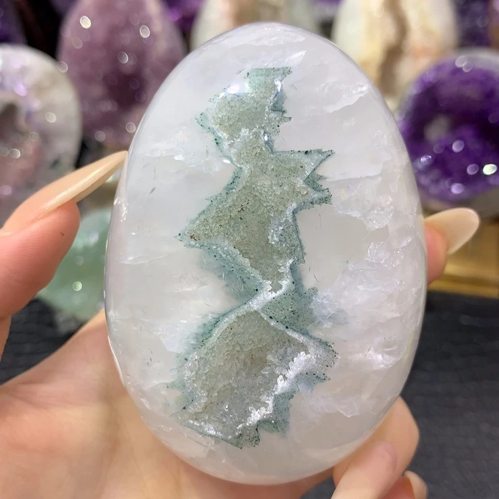 未镶嵌珠宝半成品紫晶全抛龙蛋