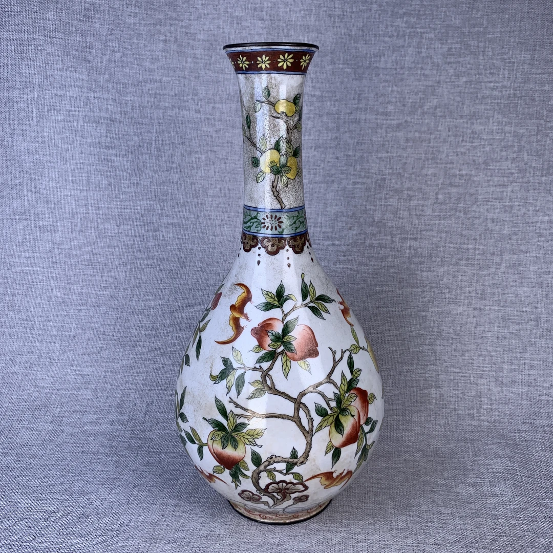 精品铜胎花卉瓶古瓷器真品国营镇江市文物商店库出5128202