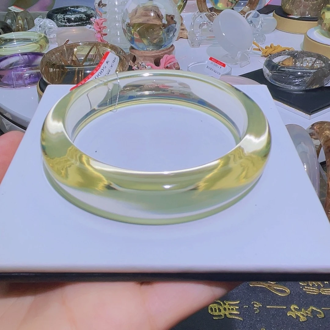 未镶嵌手镯水晶天然黄水晶全净体高冰58圈