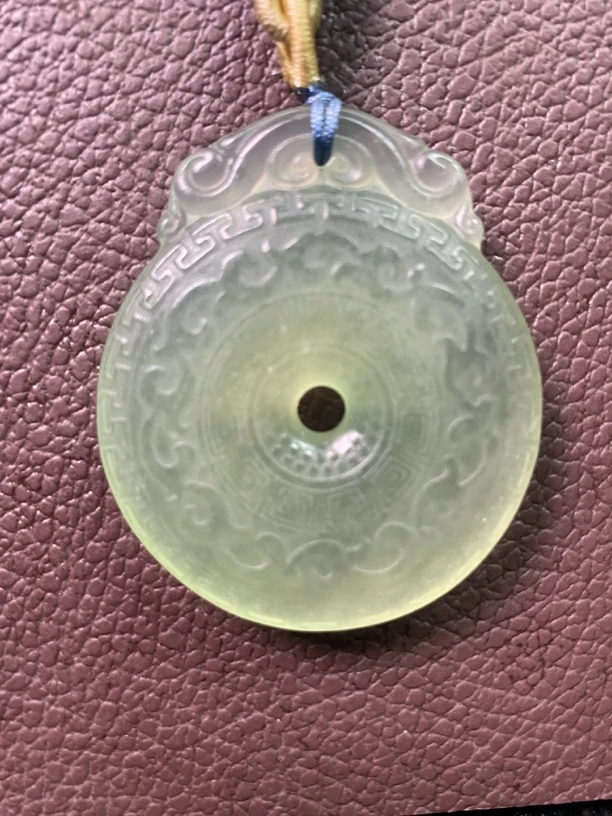 【周总宠粉】天然冰绿玉仿古牌平安扣