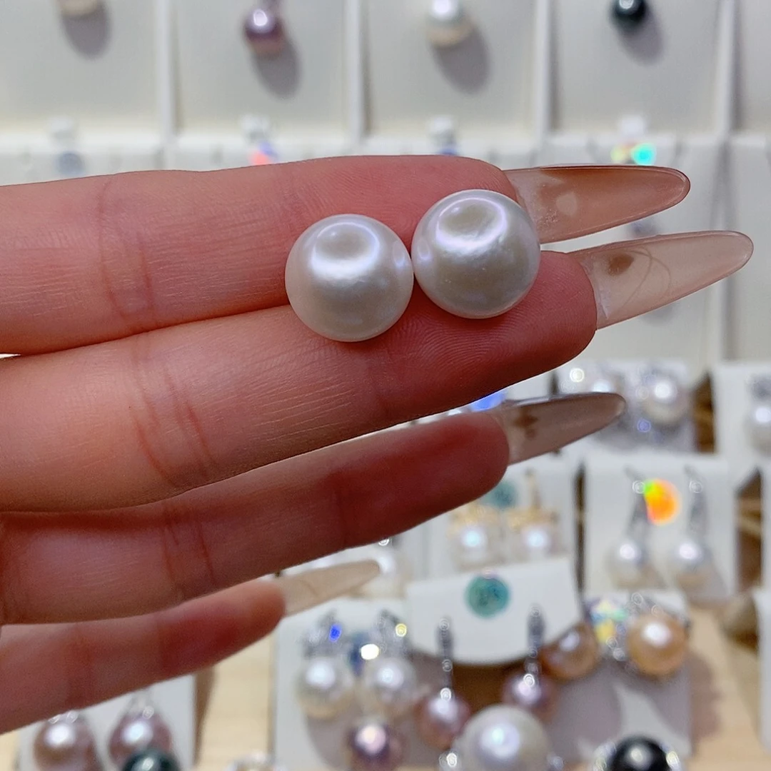 银S925镶嵌淡水珍珠耳饰