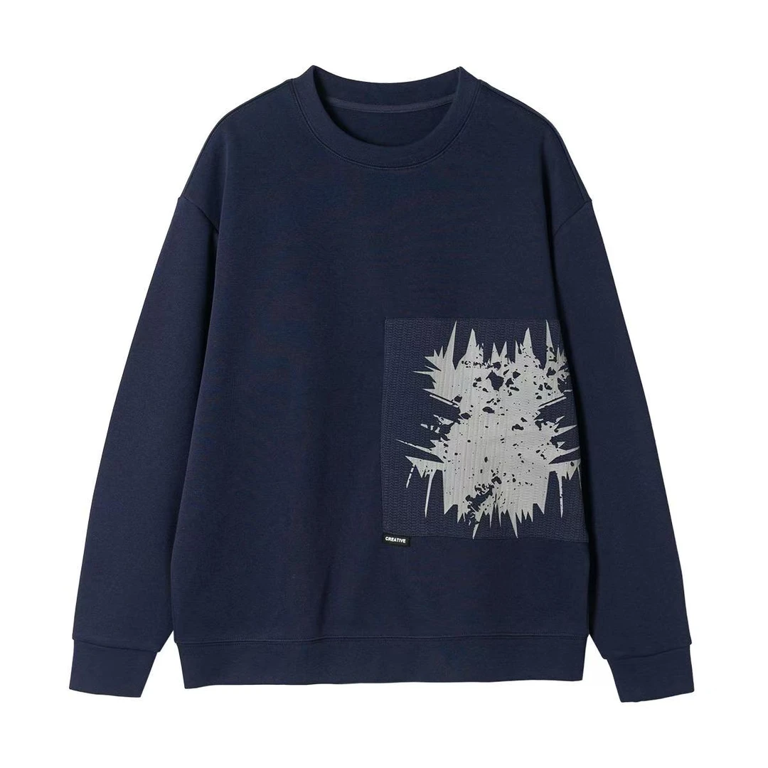 特色拼接！抽象印花！重磅空气层圆领休闲卫衣j13