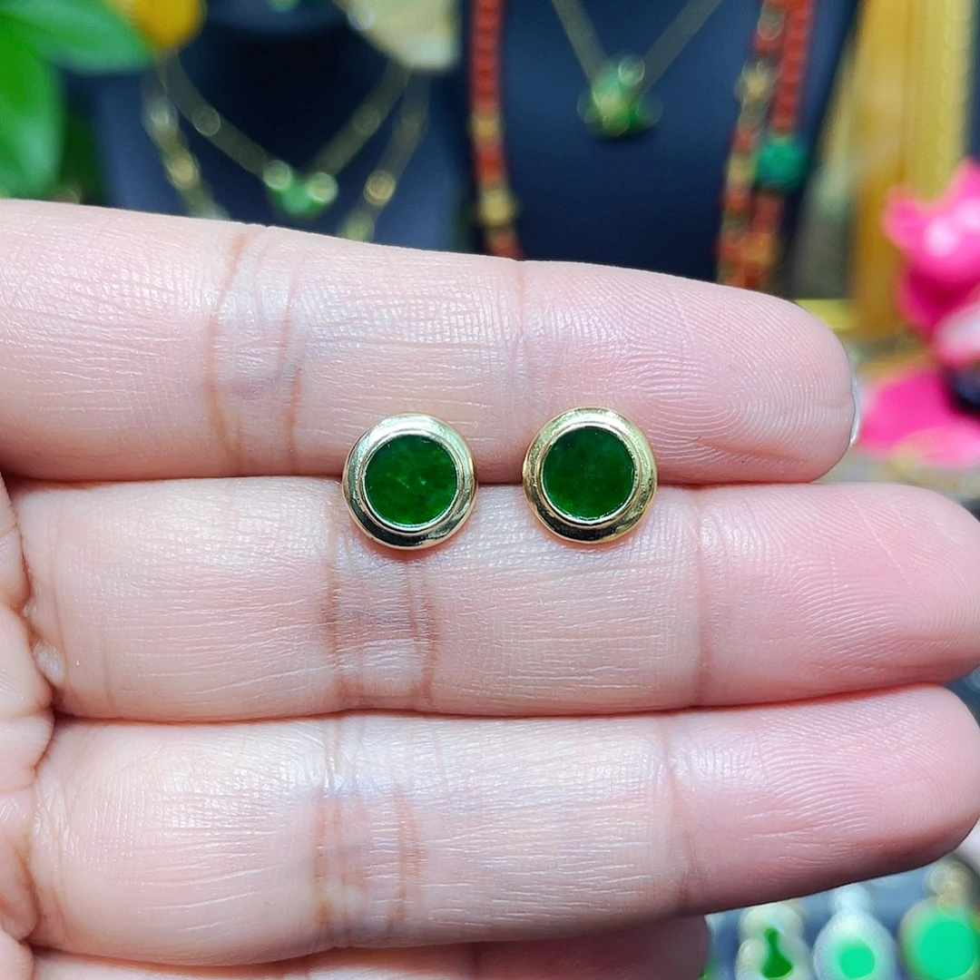 翡翠银S925镶嵌耳饰翡翠