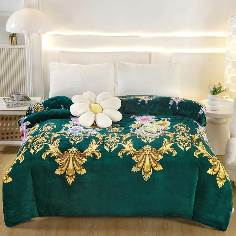 绿色心情牛奶绒大被套法兰