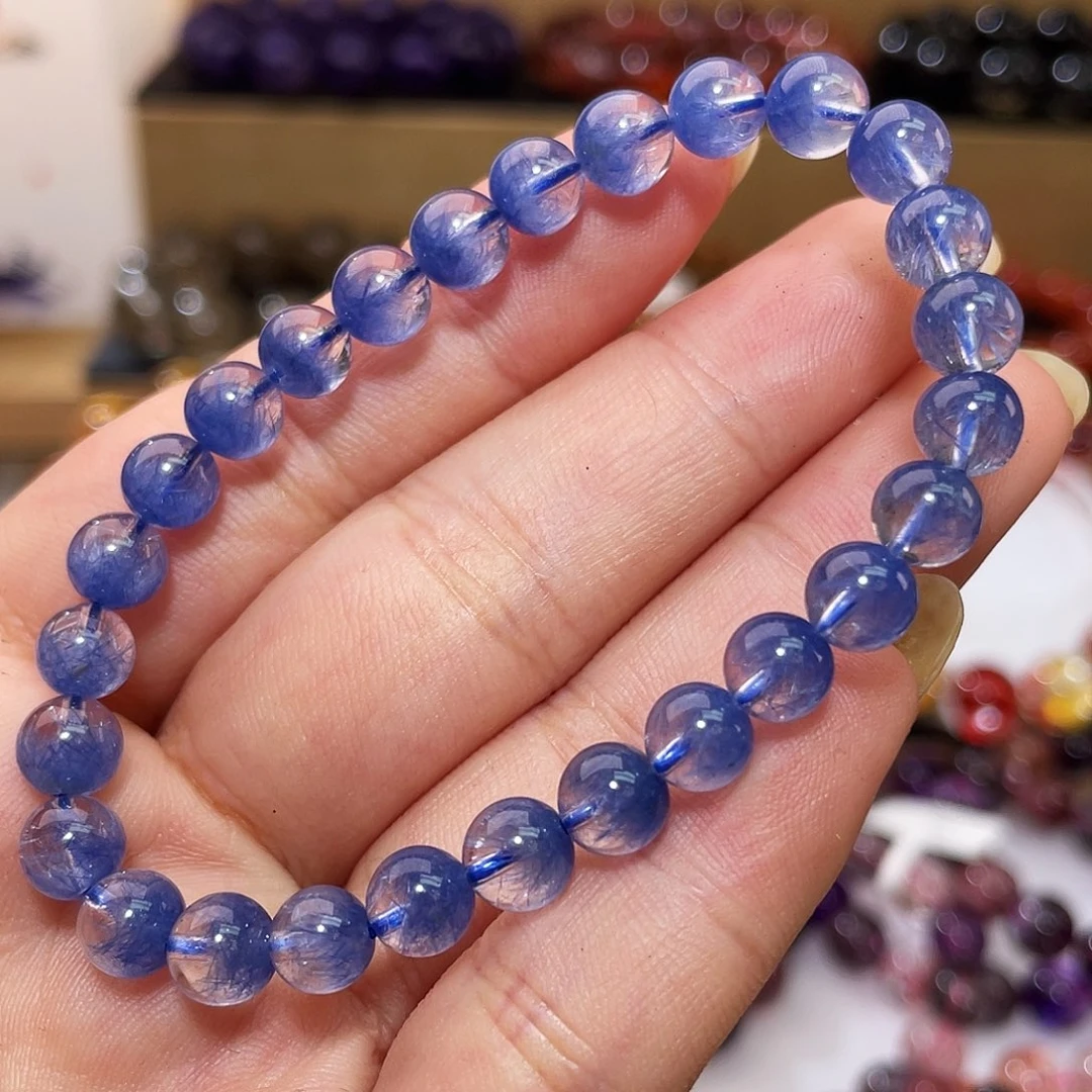 未镶嵌手链水晶蓝线6.8