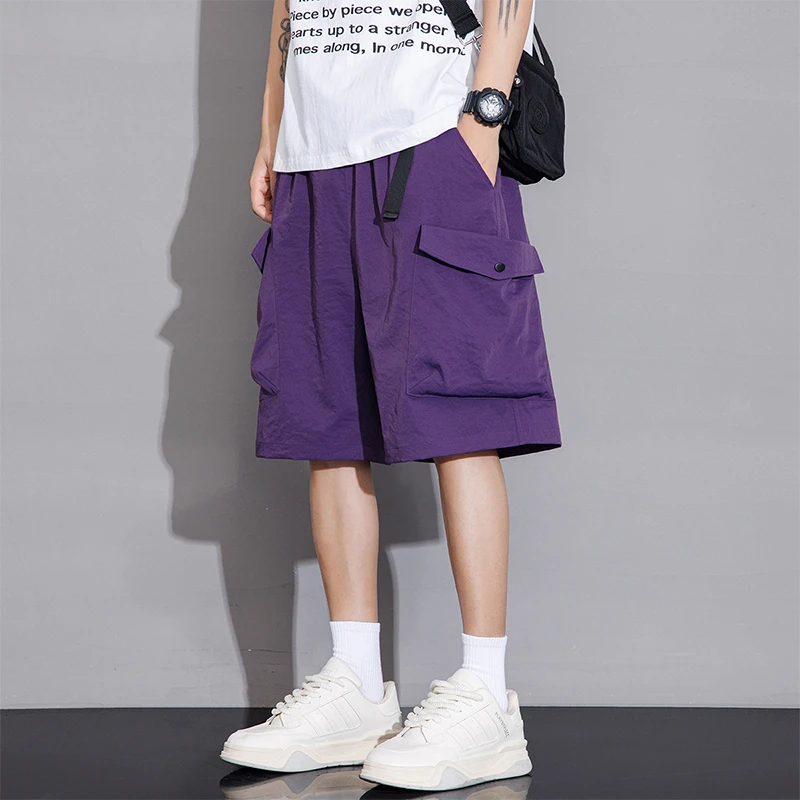 大码工装短裤男士夏季胖男生潮流休闲百搭速干五分裤加肥加大中裤