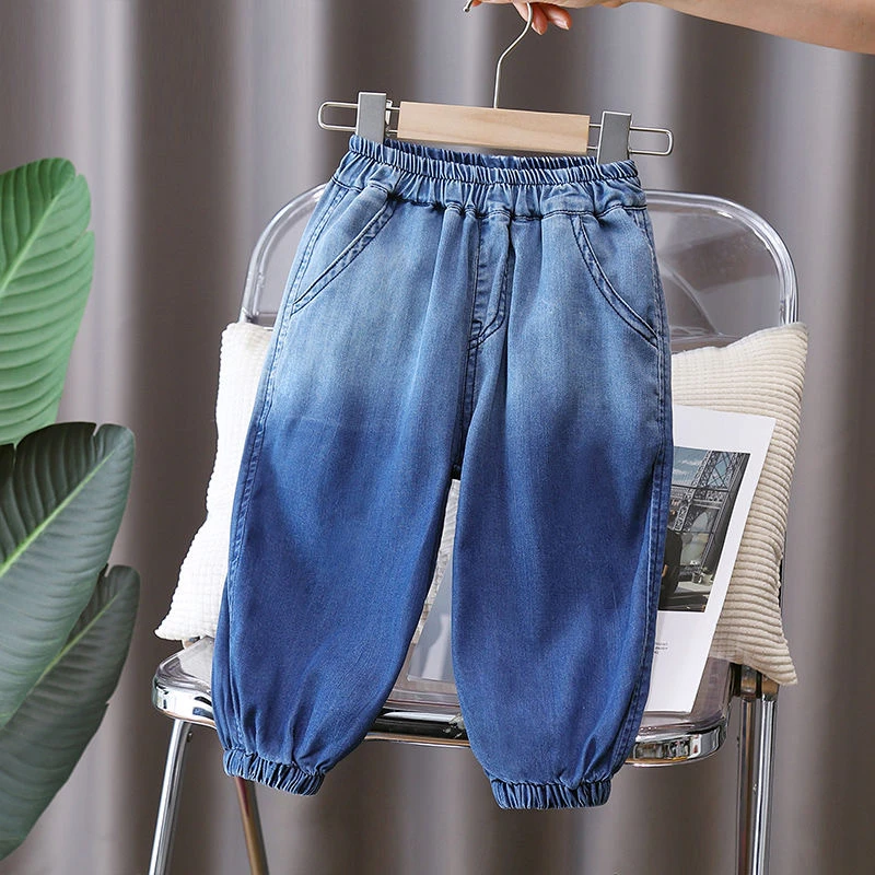 536-儿童牛仔裤裤子男童洋气夏季薄款童装防蚊裤