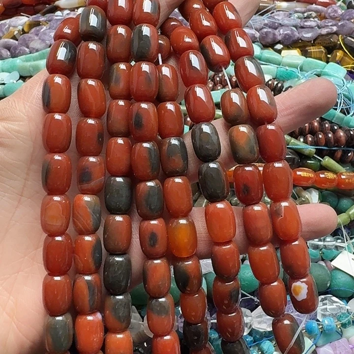 玛瑙/玉髓未镶嵌珠宝半成品一条10x14m红玛瑙