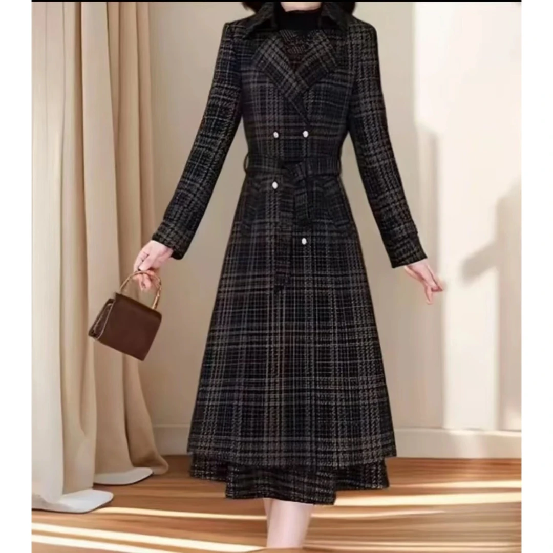 新中式国风套装连衣裙女春秋2025款高端小个子妈妈打底裙穿搭二件