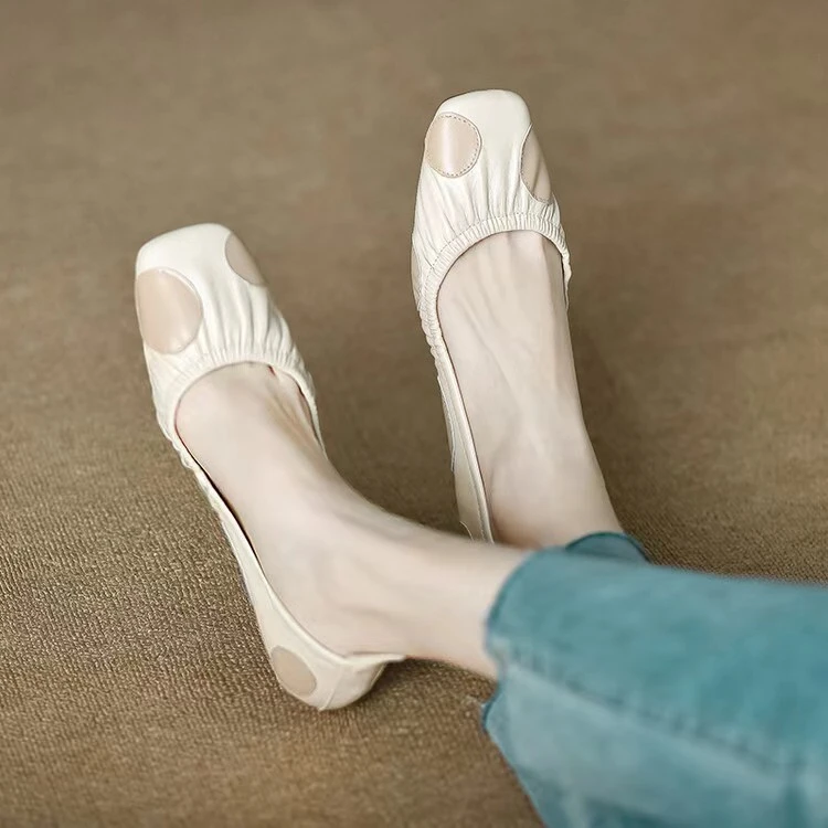 XL-YSD4101法式牛皮波点浅口单鞋