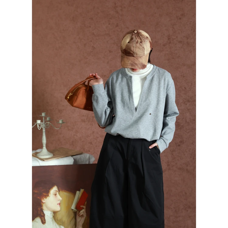 【商场同款新品】西町村屋休闲撞色假两件卫衣春长袖上衣XHAA10164