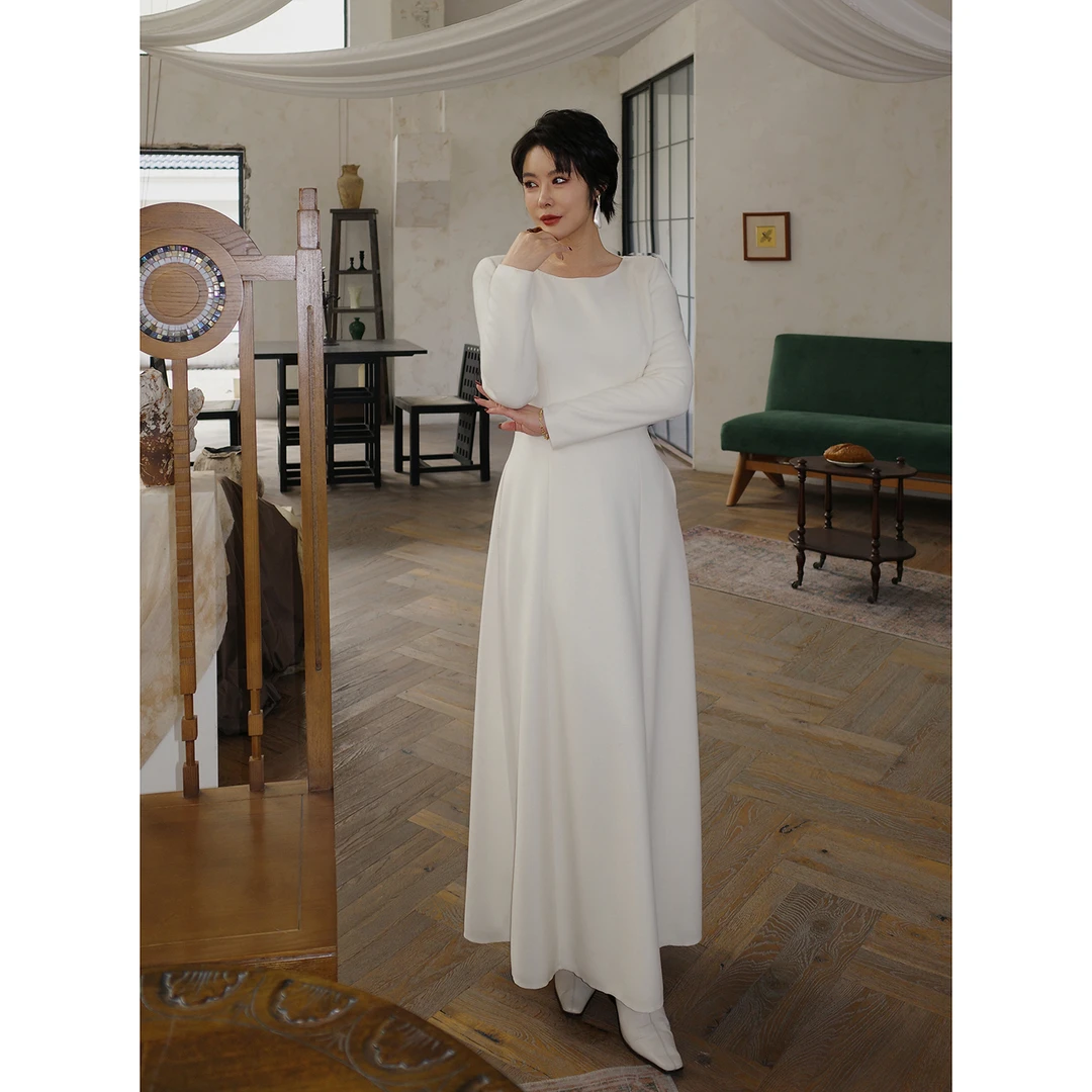 【千百 du】版型好  柔滑肤感桑蚕丝弹力针织优雅长款连衣裙