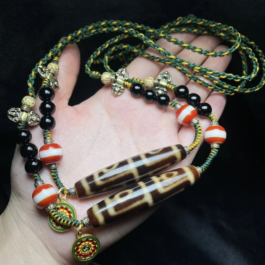 【曹美丽精选】H96421-玛瑙DIY脖挂（菩提四眼）多样性发其一-58*12mm