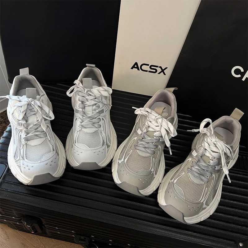 【阿茶】首尔明星~2025早春新款厚底增高鞋带运动休闲鞋女老爹鞋