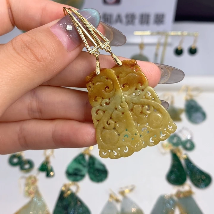 君***君翡翠银S925镶嵌耳饰耳饰