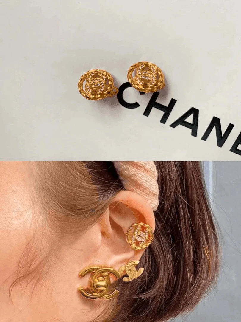 95新 Chanel/香奈儿 Chanel香奈儿vintage中古钻c耳夹