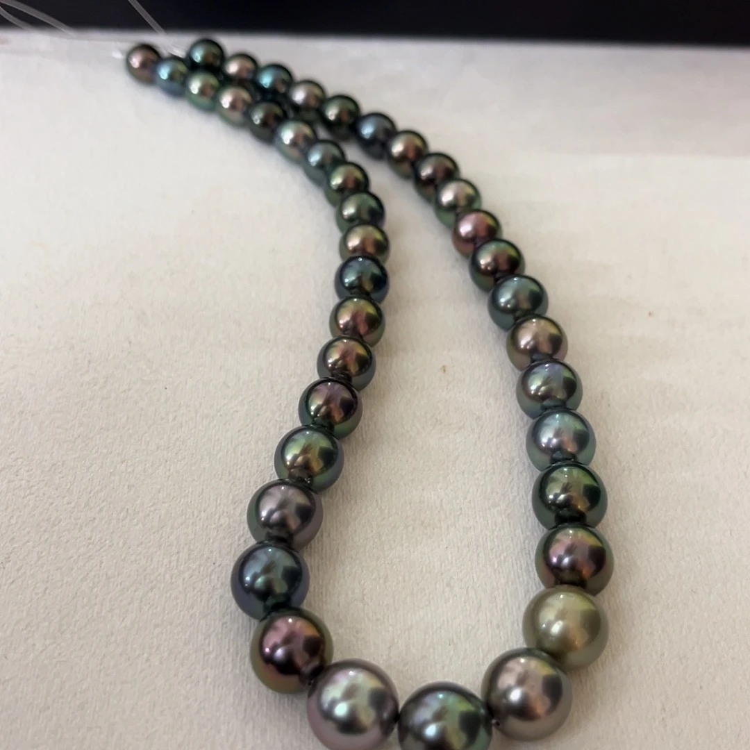 银S925镶嵌颈饰海水珍珠孔雀炫彩莫兰迪9-11.6