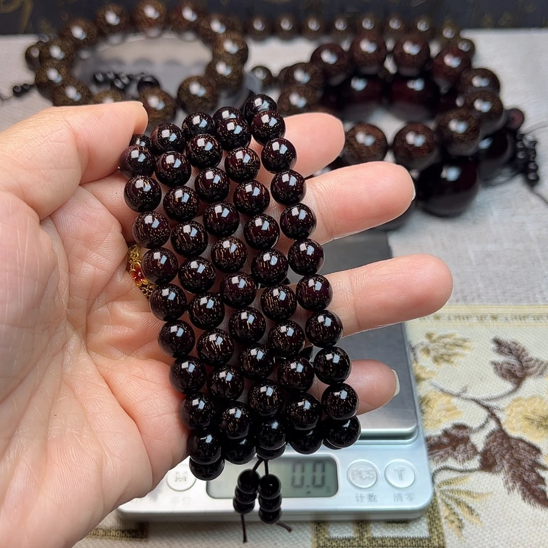 鬼***才檀香紫檀（小叶紫檀）0.8 108颗 爆星