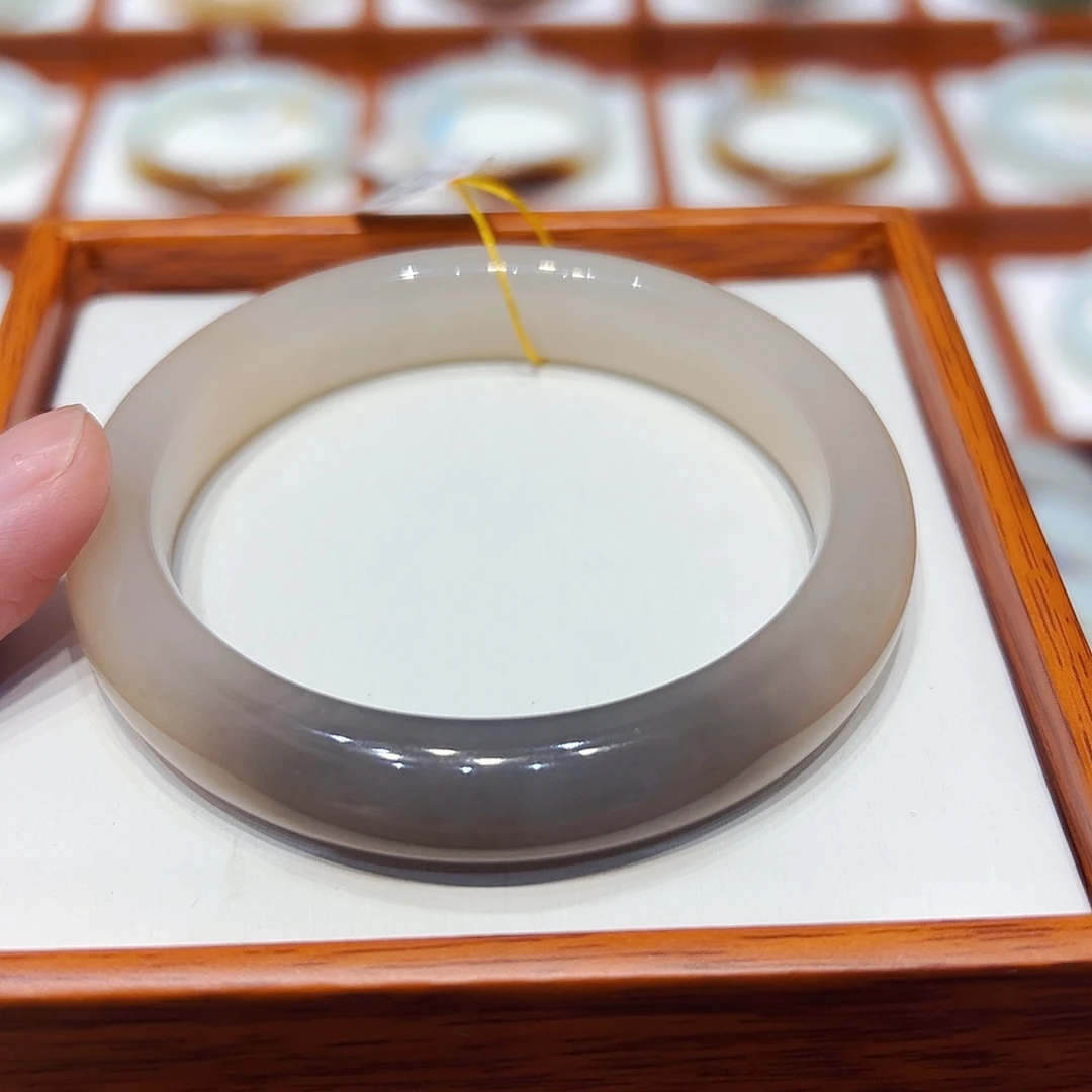 和田玉未镶嵌手镯藕粉一口紫5859