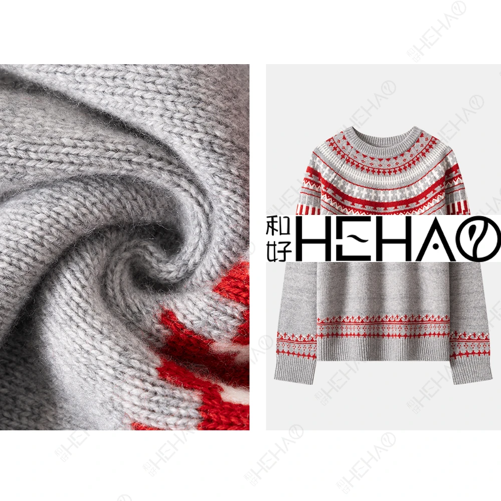 【费尔岛】秋冬新款时尚提花休闲100%羊毛费尔岛毛衣57215