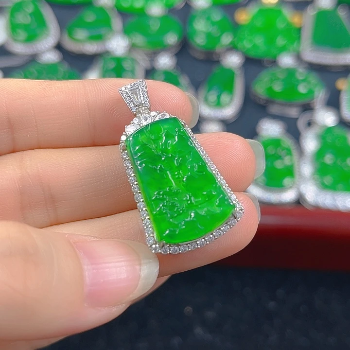 翡翠银S925镶嵌吊坠(不含链)