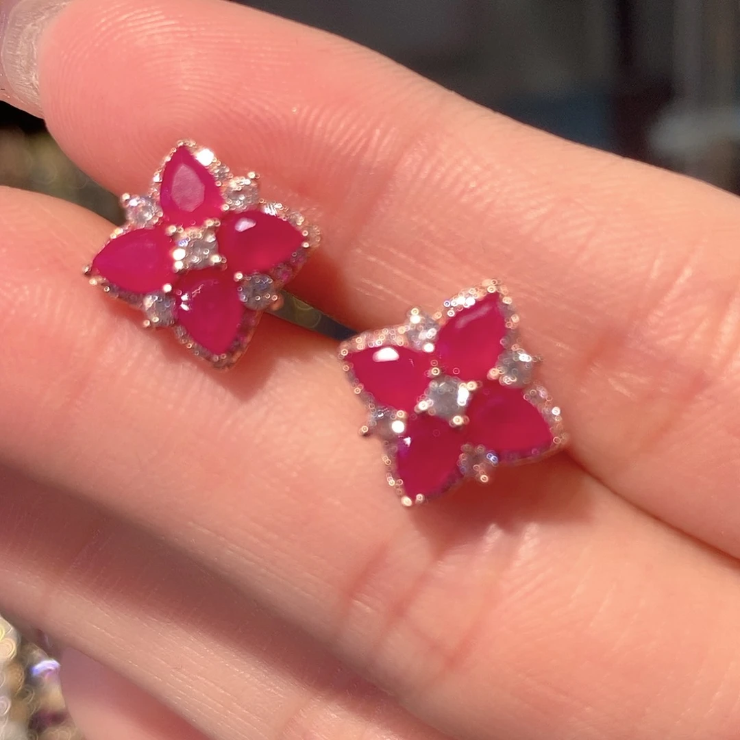 红宝石戒指银S925镶嵌漫**端