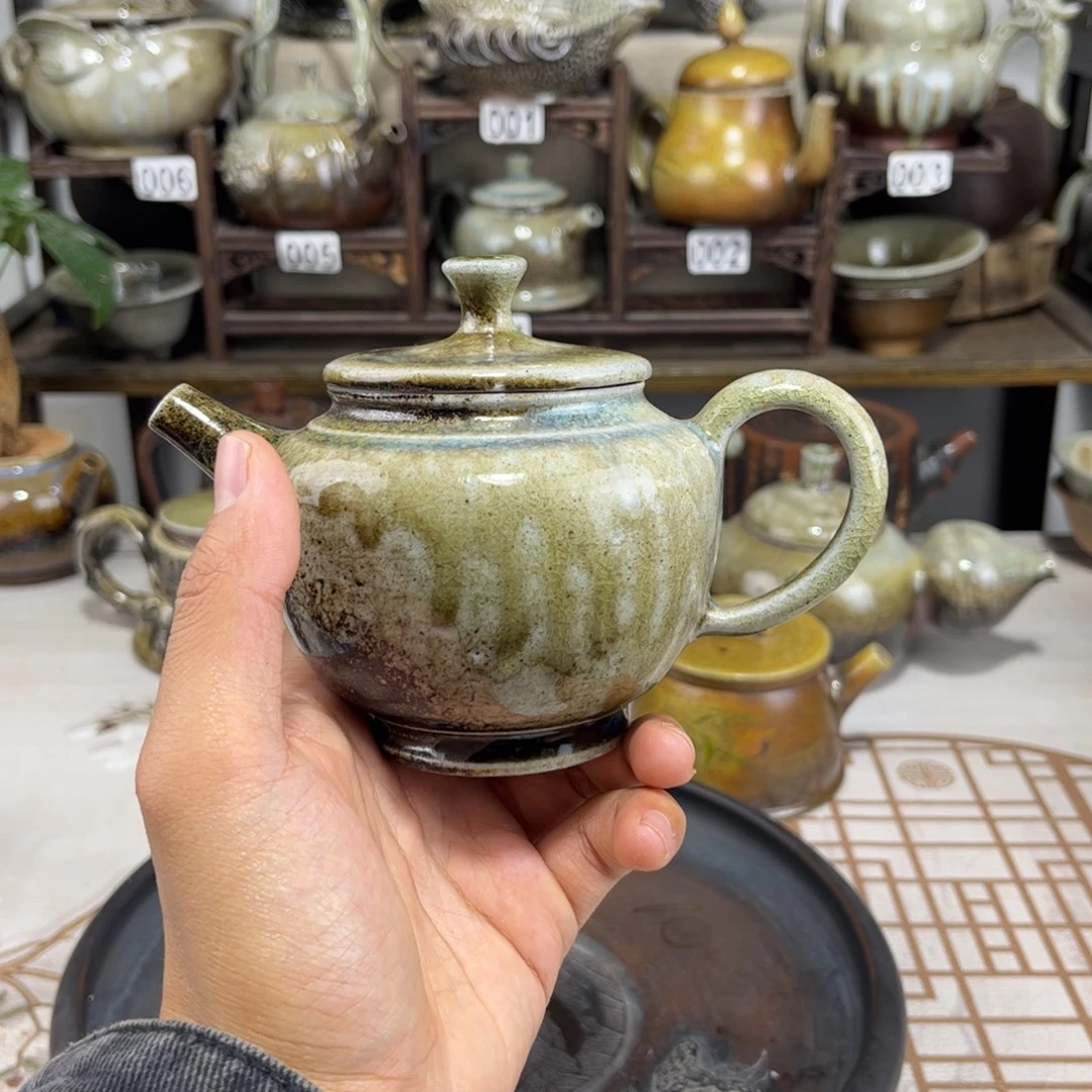 220cc白泥柴烧匏尊壶，古法传承裸坯柴烧
