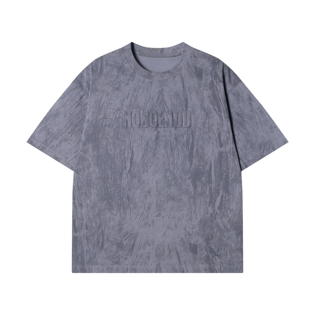 夏季高级感新款美式撞色立体字母圆领短袖T恤小众设计复古上衣