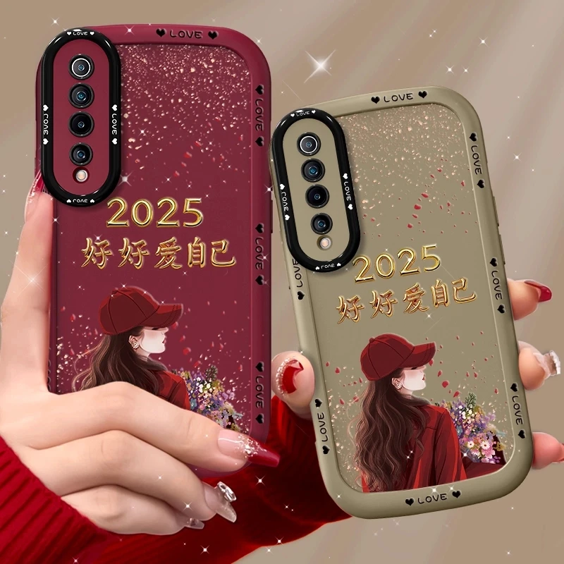 适用小米10手机壳捧花爱自己泡芙壳硅胶软壳镜头全包保护套