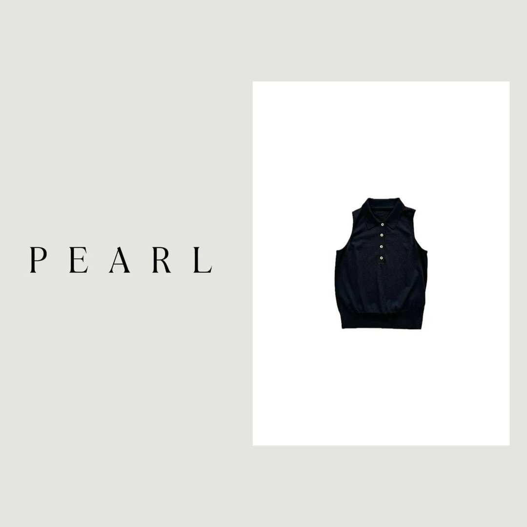 PEARL极简复古两色针织POLO小背心打底