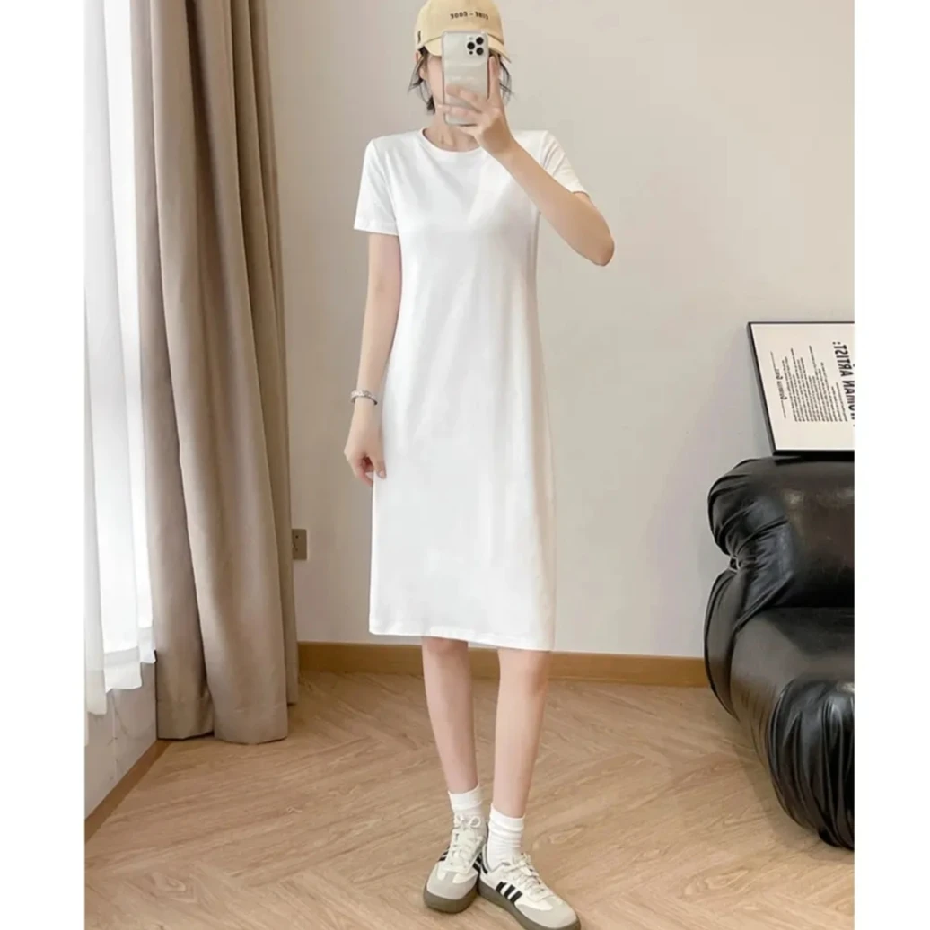 2025夏季新款白色打底裙显瘦时尚中长款