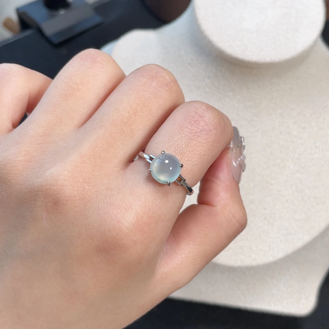 翡翠戒指银S925镶嵌15558