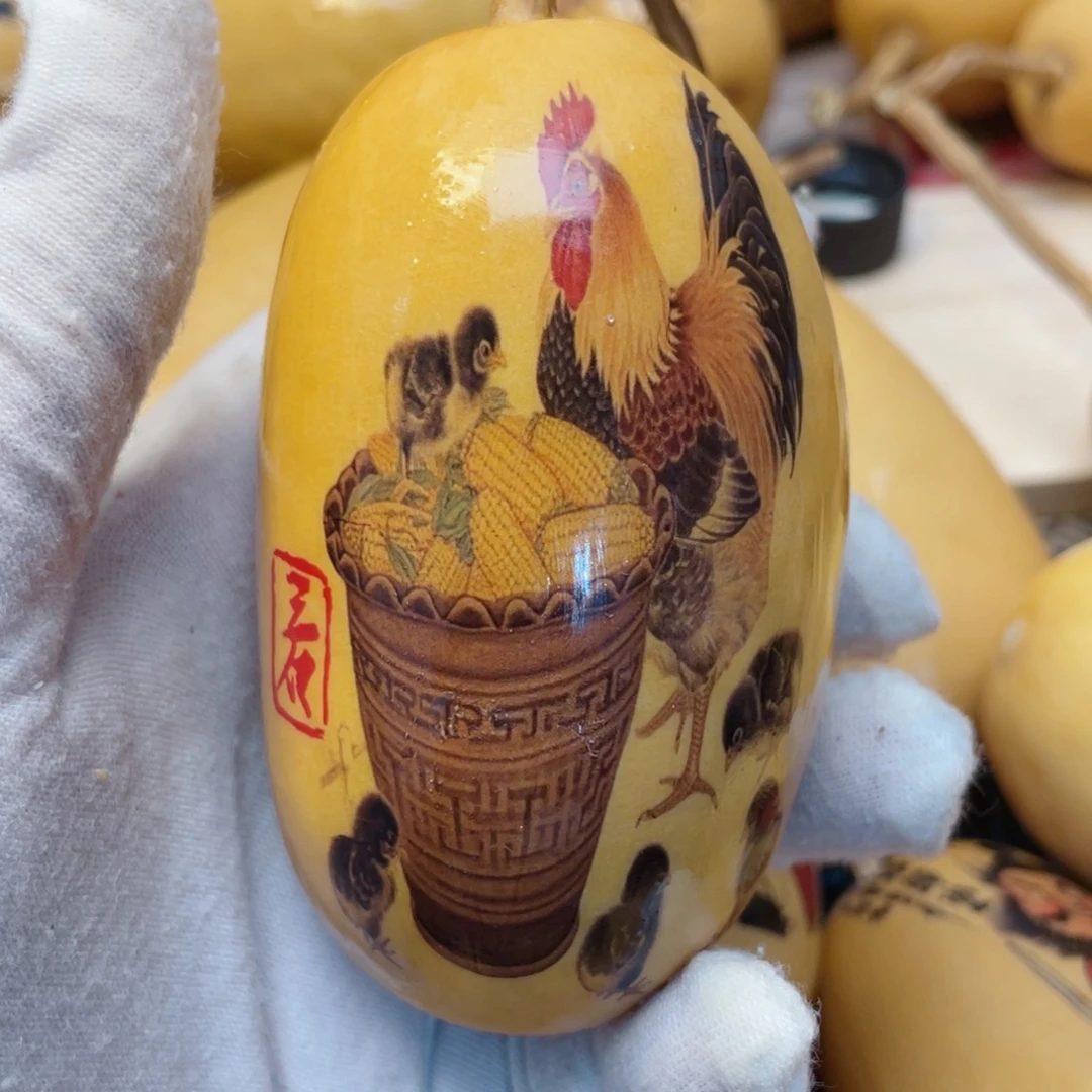 竹实心竹手把件葫芦彩绘025
