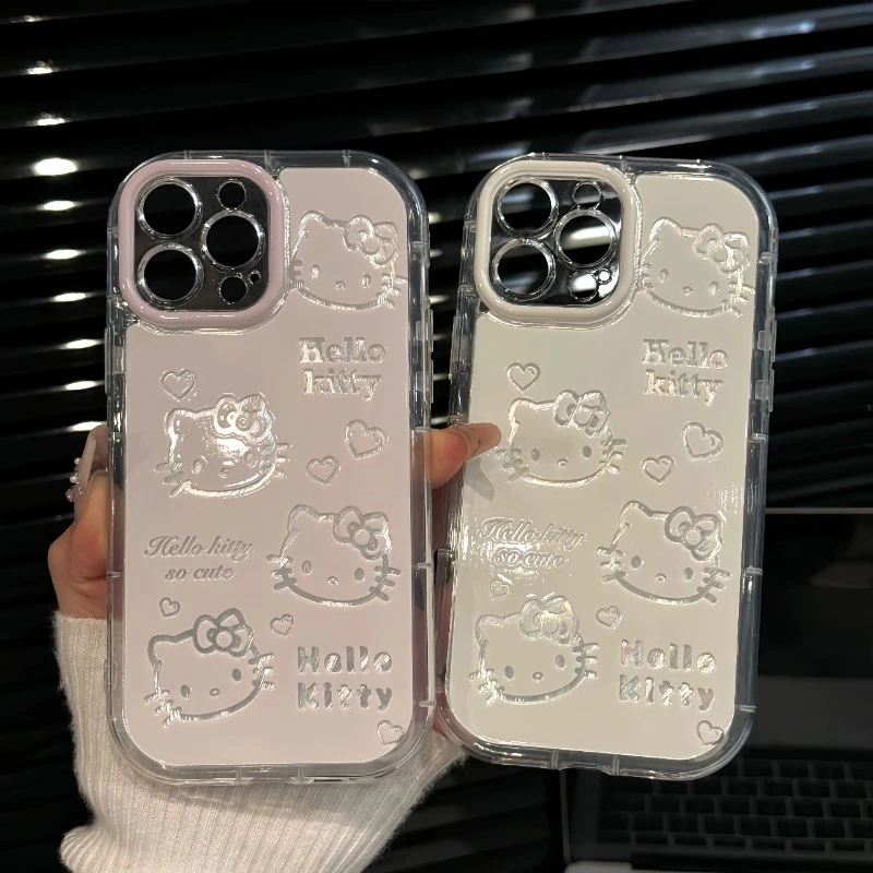 爱心气泡kitty适用苹果16pro羽纱手机壳华为小众vivo高级小米OPPO