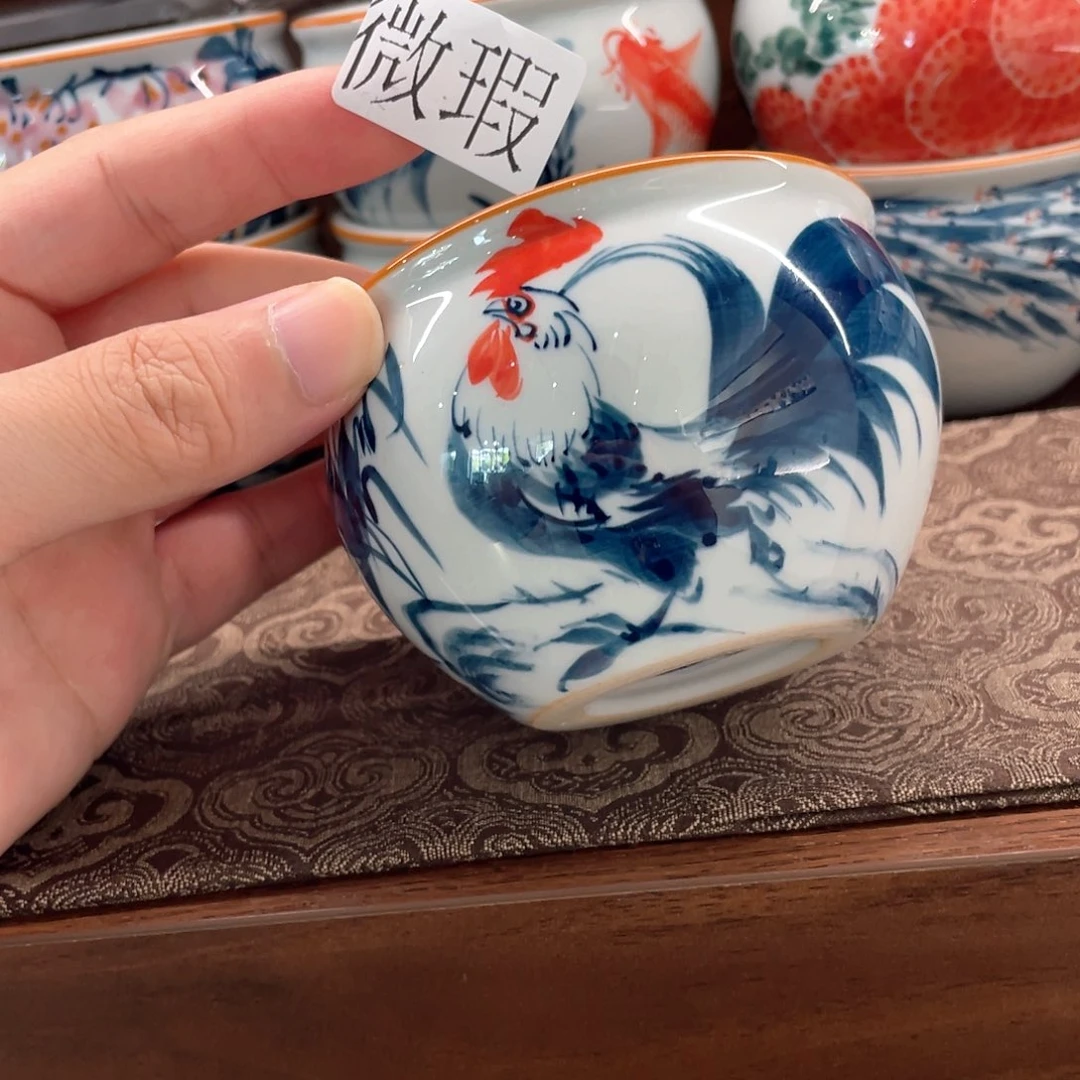 釉下手绘茶具微瑕