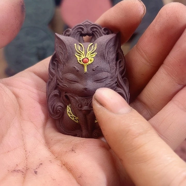 泥塑紫气东来镶嵌版九尾狐福利价