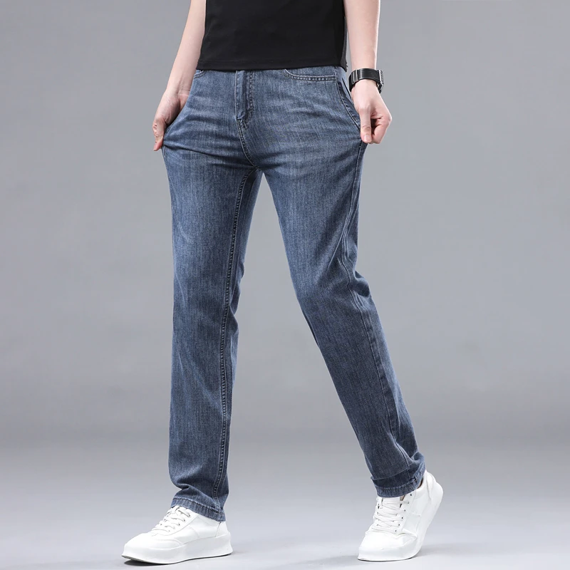 啄木鸟牛仔裤男款夏季2025新款薄款修身弹力百搭直筒时尚休闲裤男