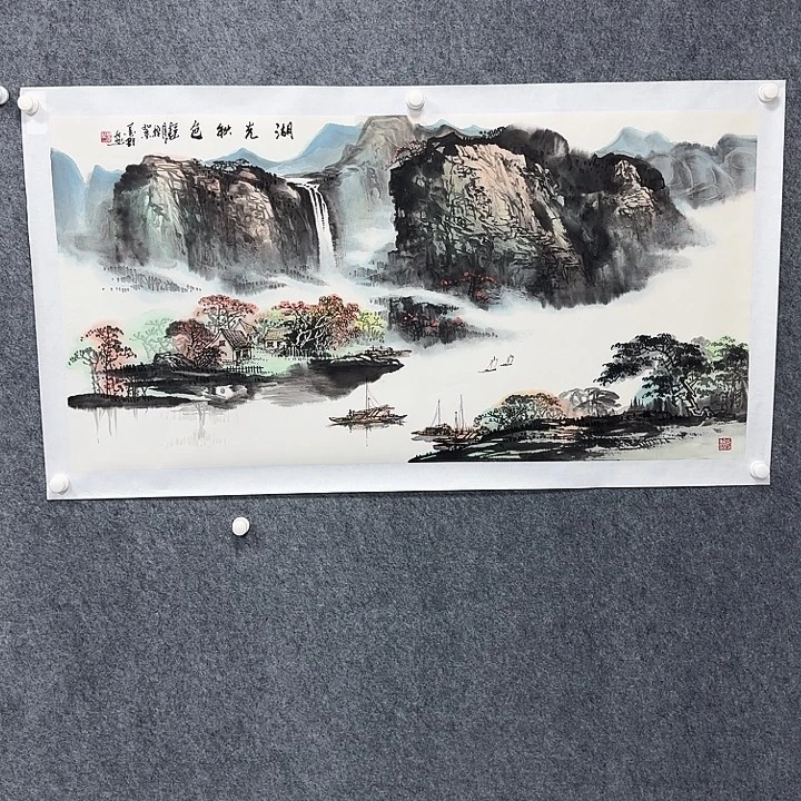 国画湖光秋色绘画作品