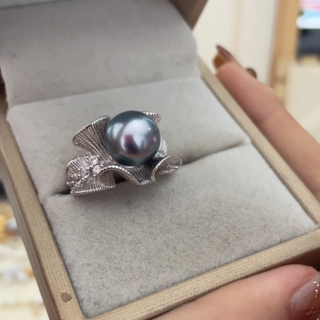 银S925镶嵌海水珍珠戒指Q95