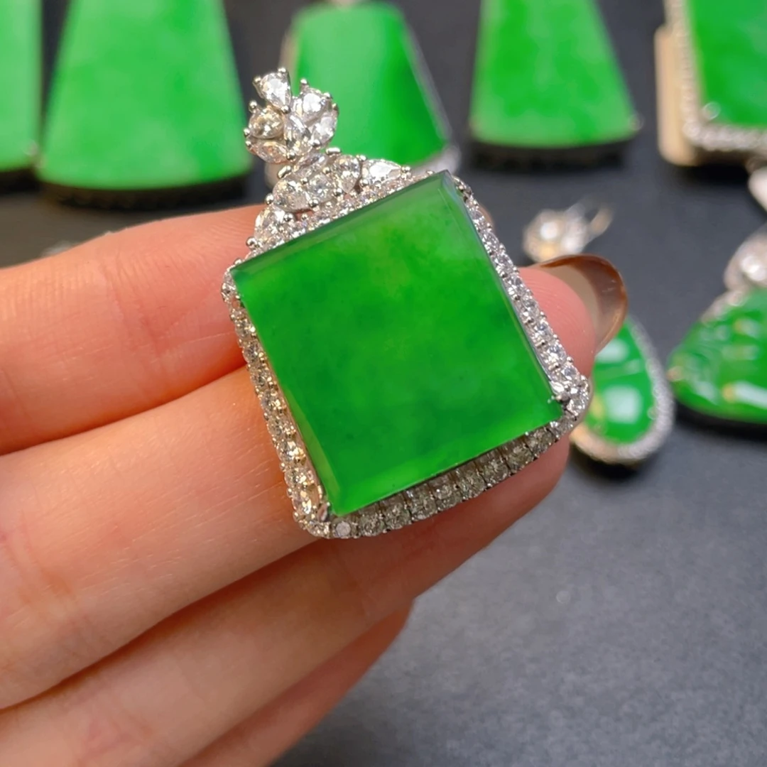 翡翠银S925镶嵌吊坠(不含链)