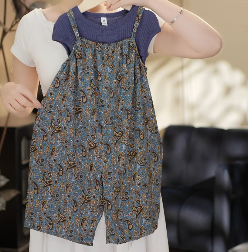 1现货【小雨滴】2025夏季新款儿童女童碎花无袖背带裤宽松88959