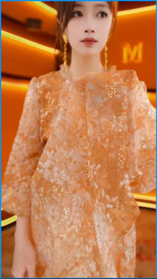 YL1-2025新款金色撒银时尚中长款连衣裙