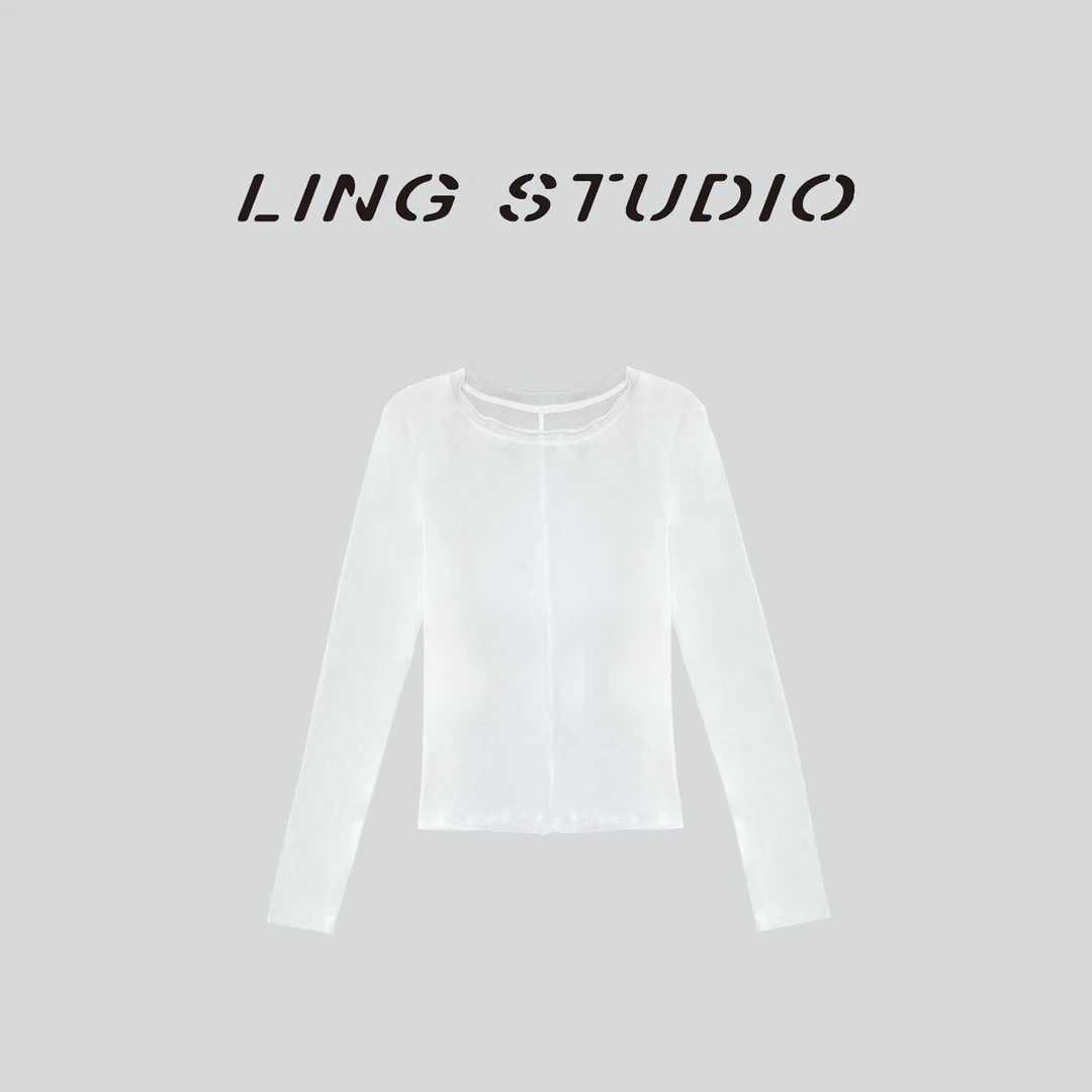 LING/STUDIO『优雅落幕』秋季百搭气质舒适休闲长袖打底T恤5091020