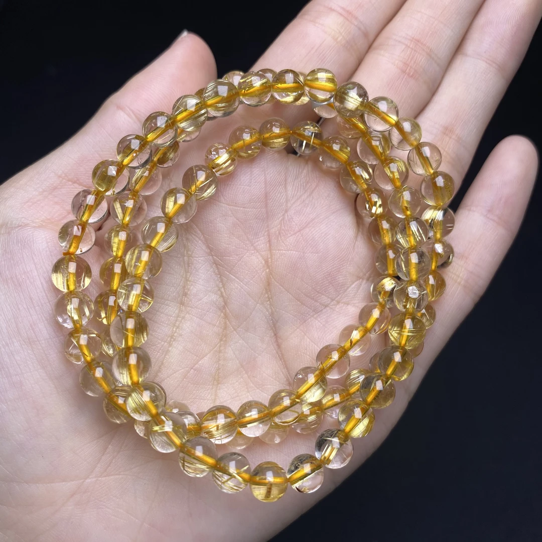 Q003 天然金发晶多圈手链多样性发一