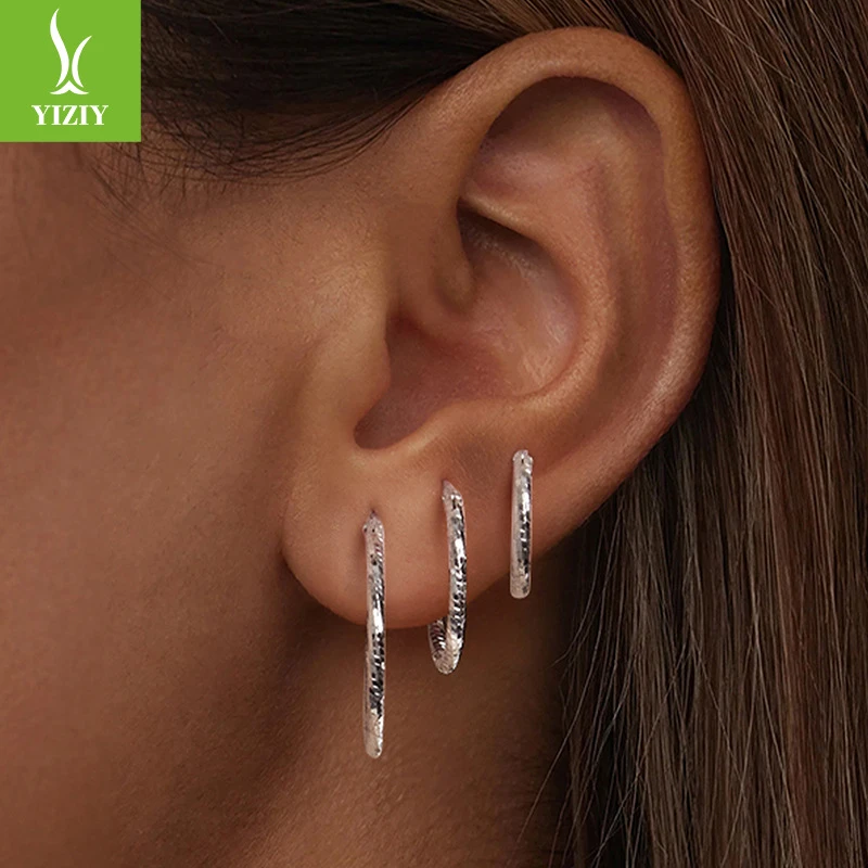 银姿韵 ins风百搭摩登ol时尚超闪冰冰银耳圈女s925