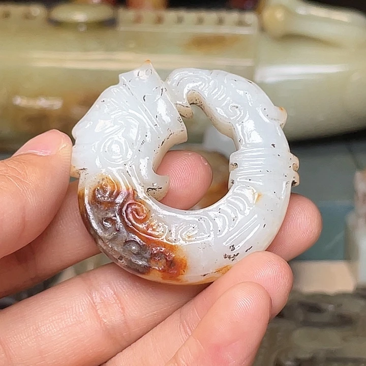 和田玉未镶嵌挂件六**顺