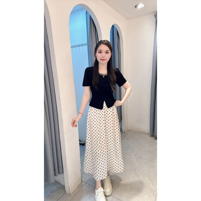 丹妮丝夏季新款法式短袖时尚套裙减龄显瘦洋气两件套套裙