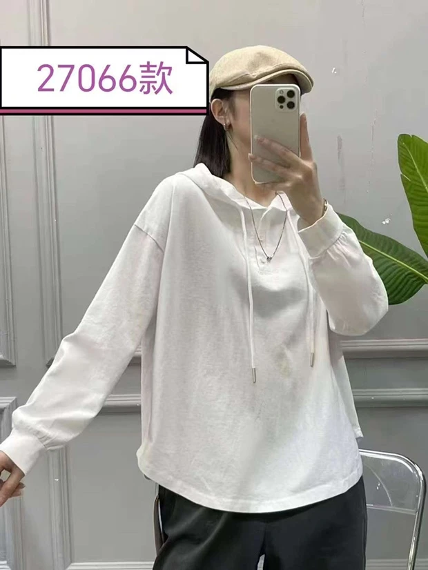 纯棉白T帽衫#时尚女装