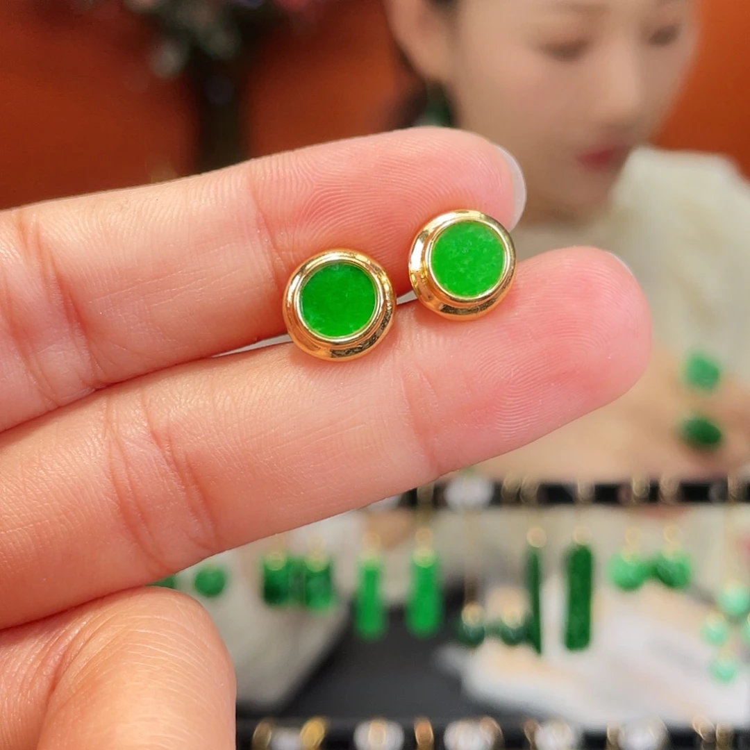 翡翠银S925镶嵌耳饰